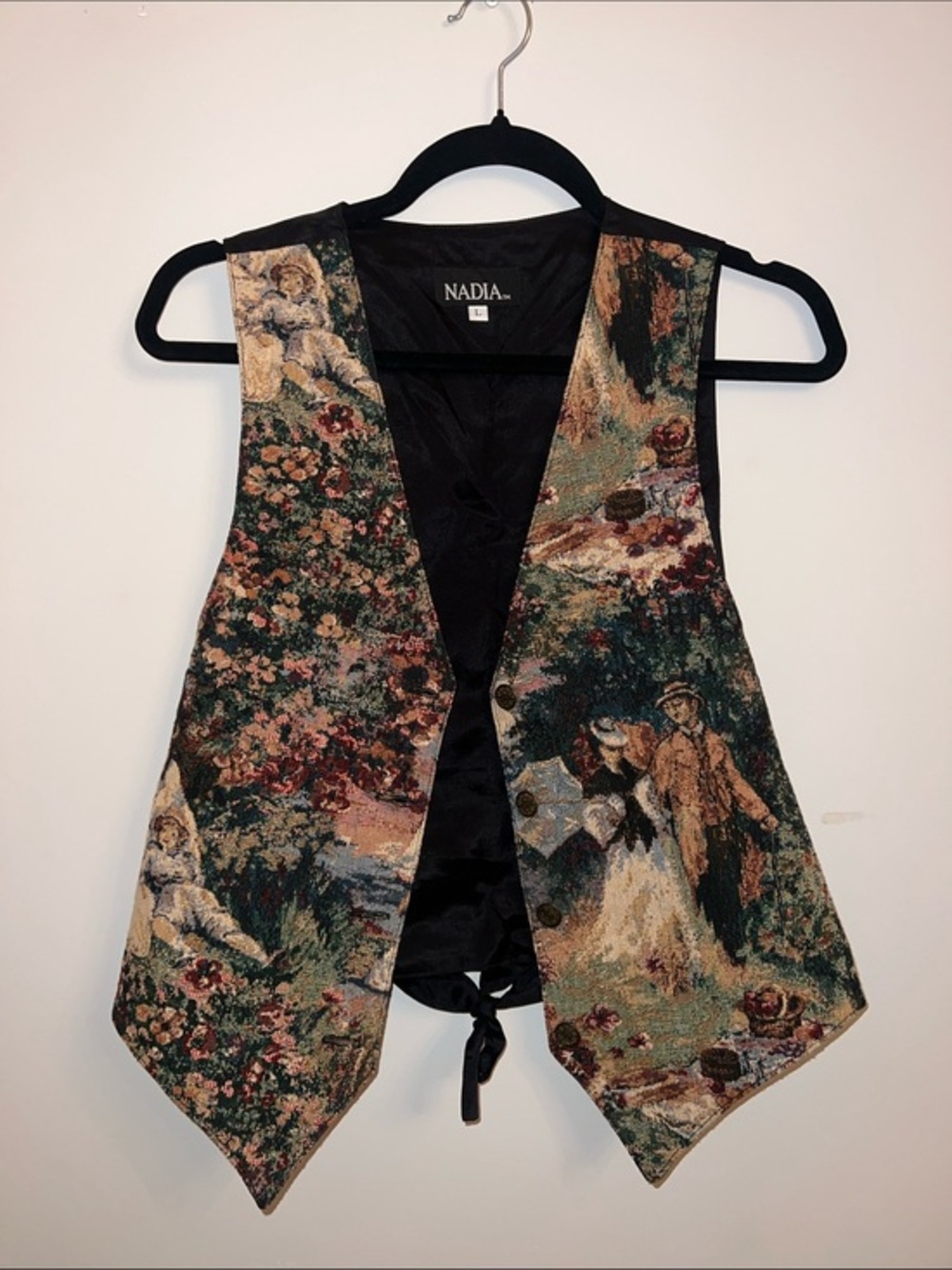 Nadia Tapestry Vest in Green, Brown, Cream